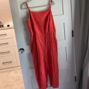 Linen/viscose red jumpsuit